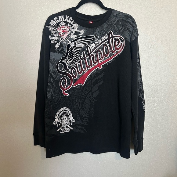 South Pole Other - South Pole Black and Gray Graphic Long Sleeve Waffle Tee Sz XXL
